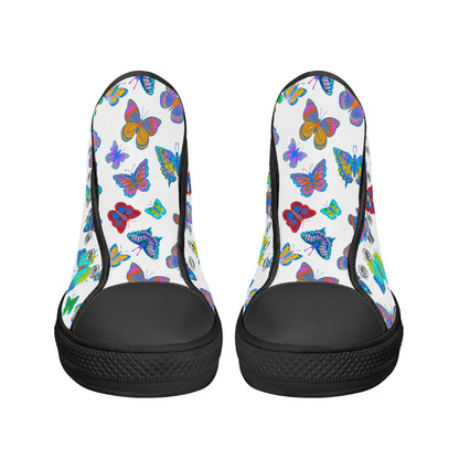 Rainbow Butterfly - Womens High Top Canvas Shoes