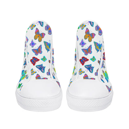 Rainbow Butterfly - Womens High Top Canvas Shoes