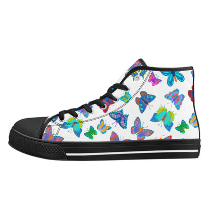 Rainbow Butterfly - Womens High Top Canvas Shoes