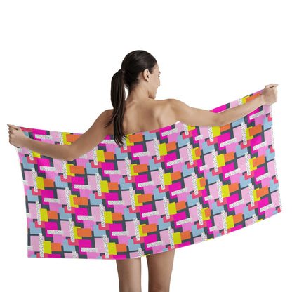 Funky Neon Geo Beach Towel