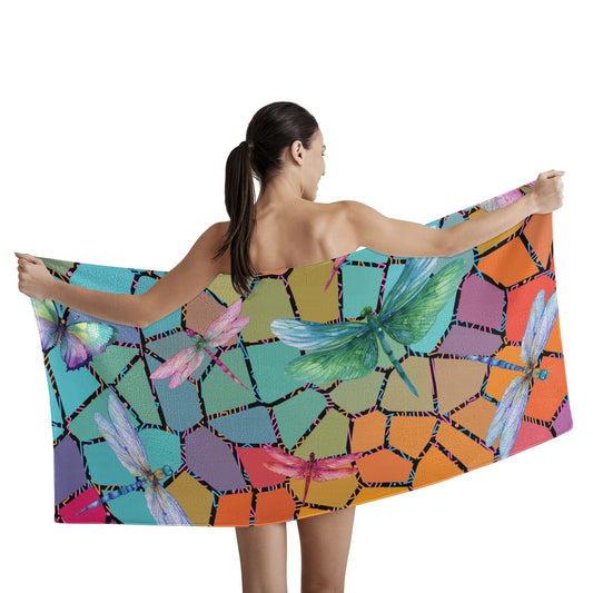 Dragon Fly Stained Glass - Beach Towel