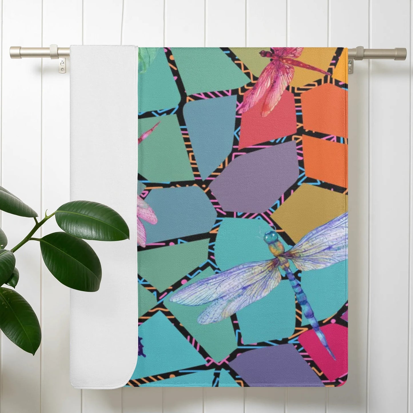 Dragon Fly Stained Glass - Beach Towel