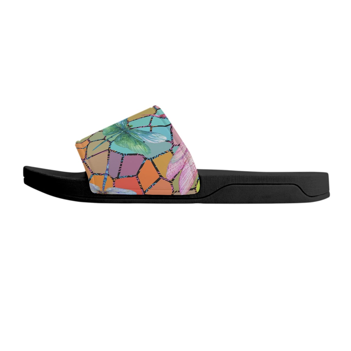 Dragon Fly Stained Glass - Mens Slide Sandals