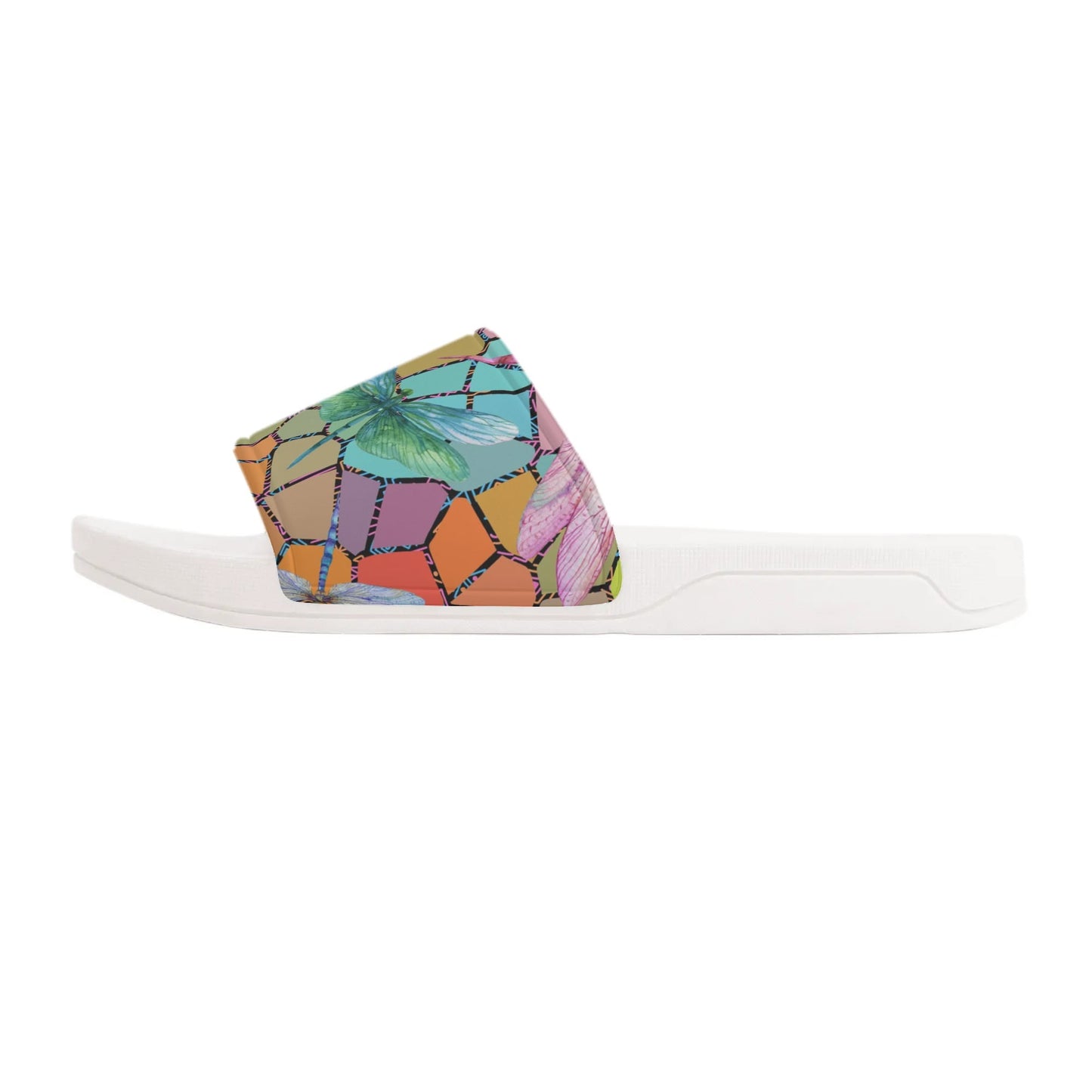 Dragon Fly Stained Glass - Mens Slide Sandals