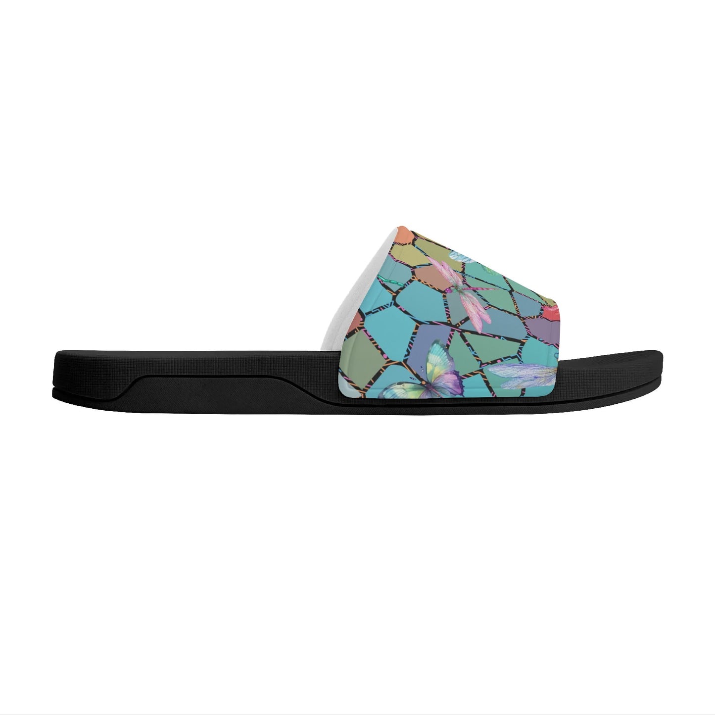 Dragon Fly Stained Glass - Womens Slide Sandals