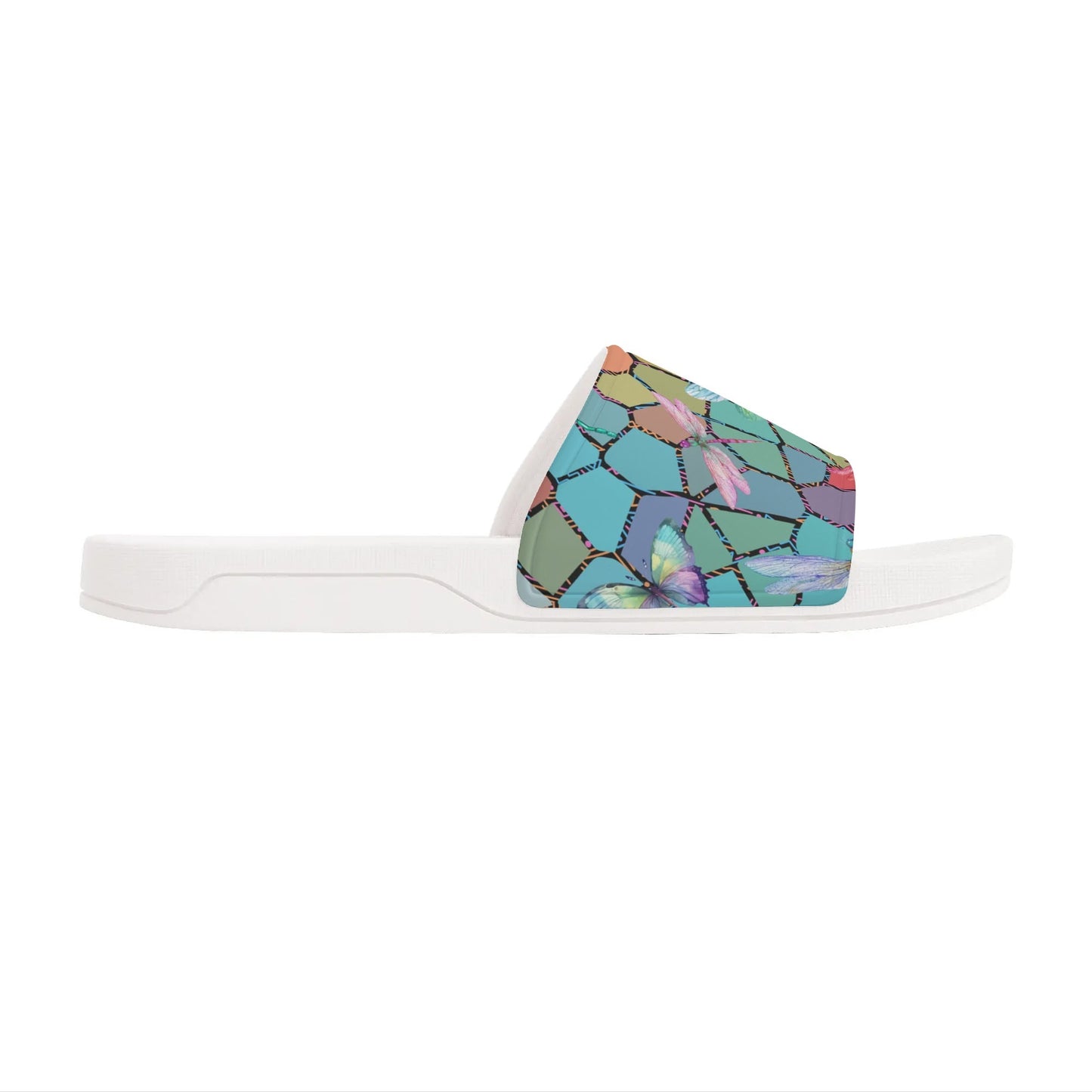 Dragon Fly Stained Glass - Womens Slide Sandals