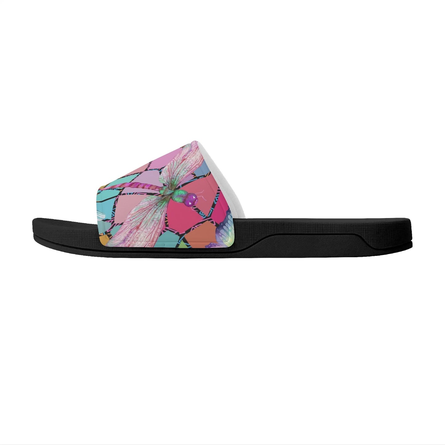 Dragon Fly Stained Glass - Womens Slide Sandals