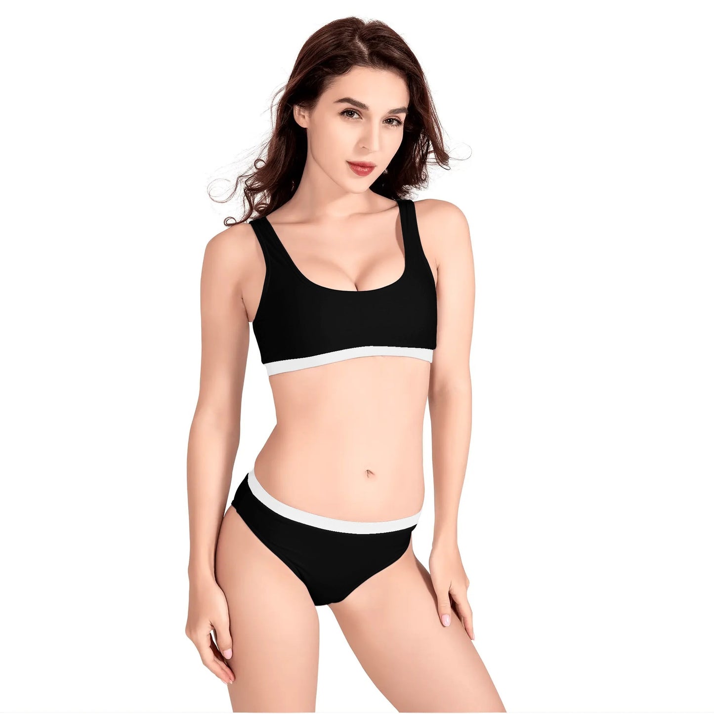 Black and White - Womens Sport Bikinis Swimsuit