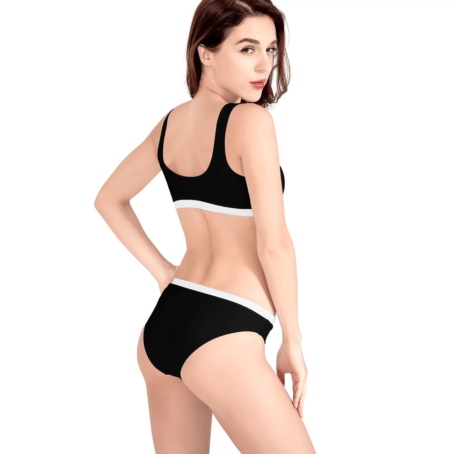 Black and White - Womens Sport Bikinis Swimsuit