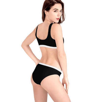 Black and White - Womens Sport Bikinis Swimsuit