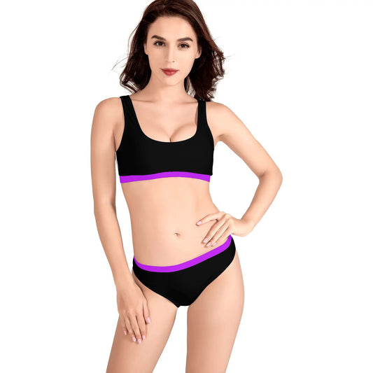 Black and Fuschia - Womens Sport Bikinis Swimsuit