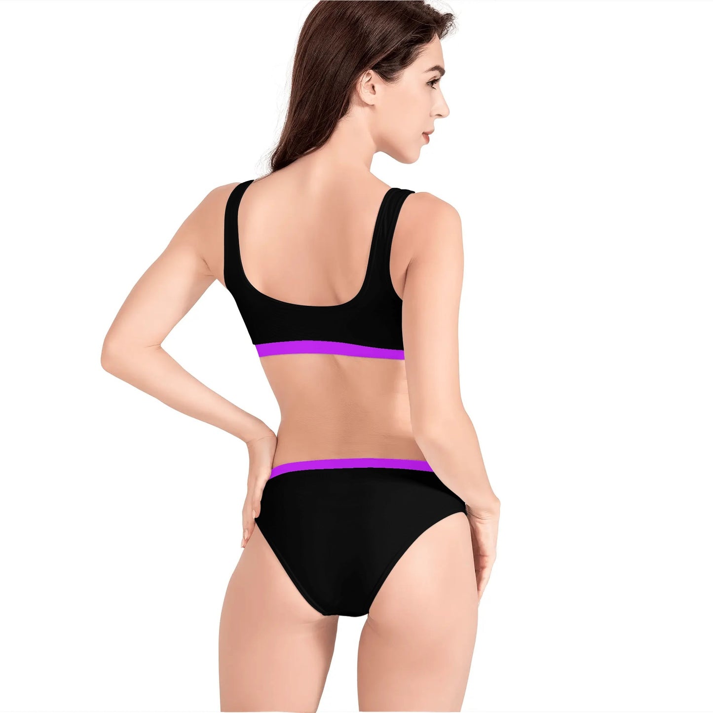 Black and Fuschia - Womens Sport Bikinis Swimsuit