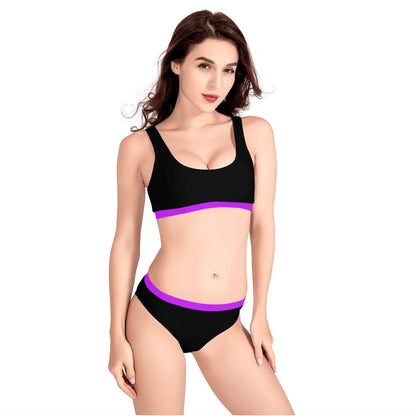 Black and Fuschia - Womens Sport Bikinis Swimsuit