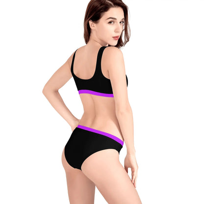 Black and Fuschia - Womens Sport Bikinis Swimsuit