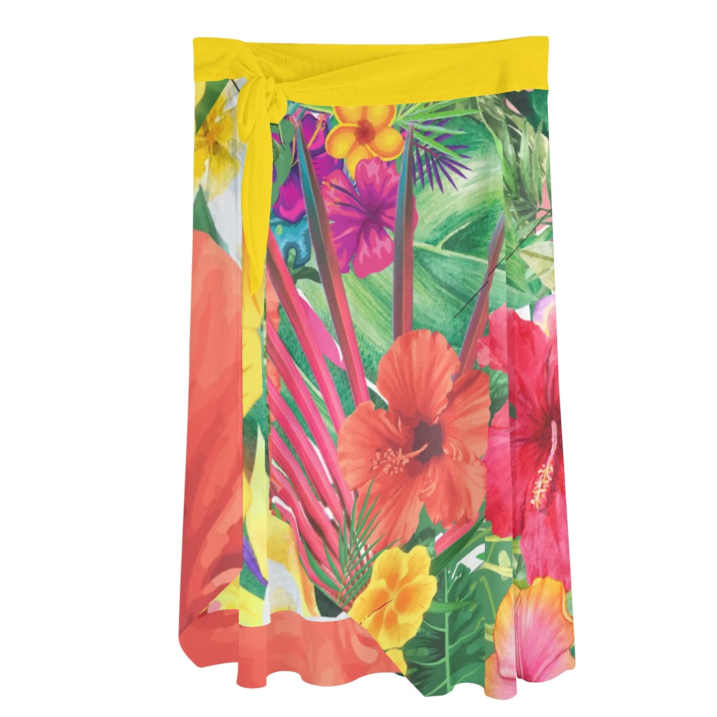 LUAU READY! Womens Swimsuit Cover Up Ruffle Tie Side Beach Sarong Wrap Maxi Skirt