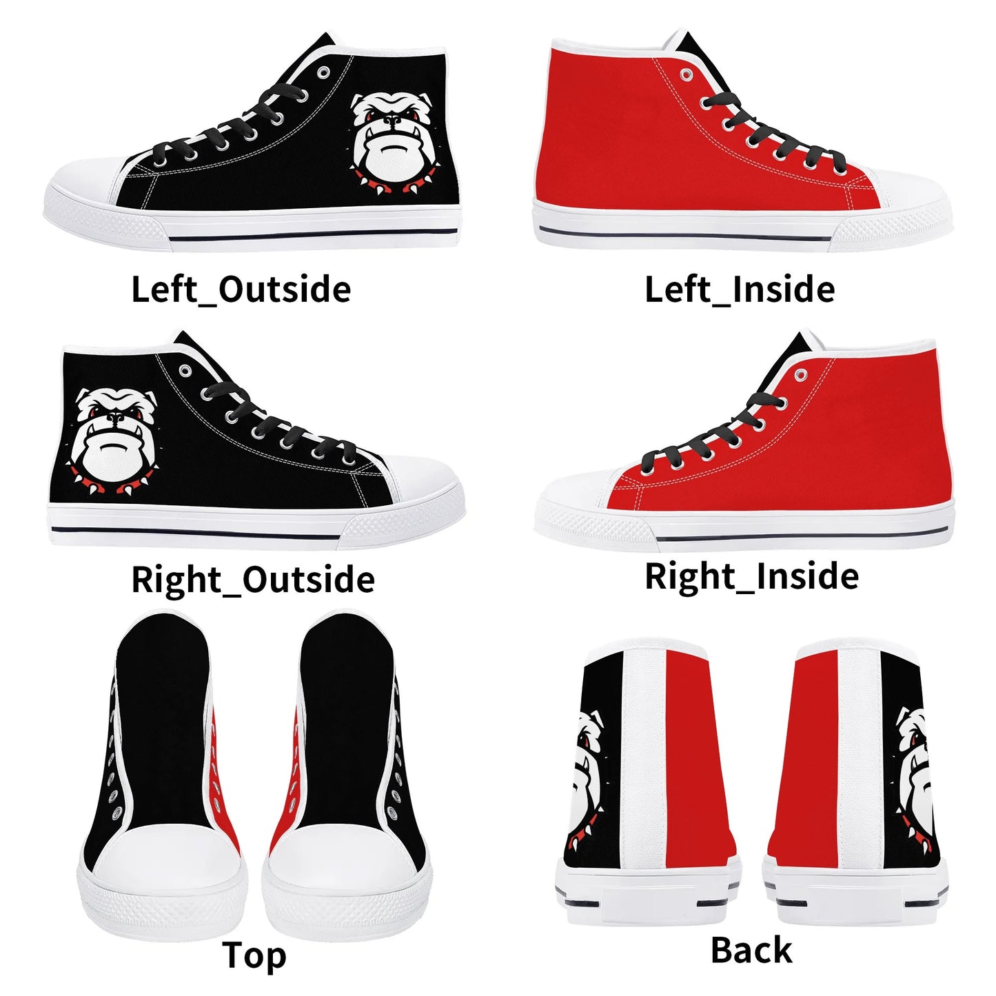 Georgia - BE A BULLDOG BLACK/RED - Mens High Top Canvas Shoes