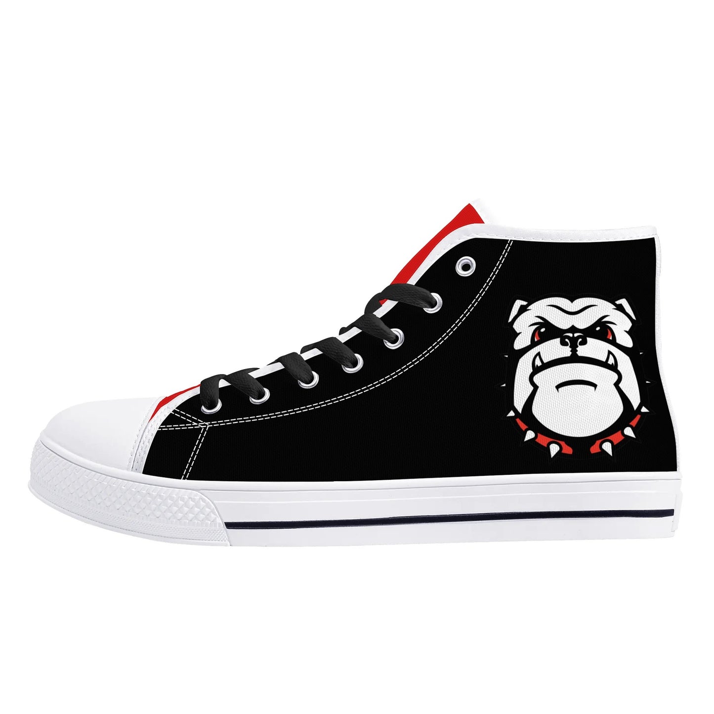 UGA - BE A BULLDOG - BLACK/RED TONGUE Mens High Top Canvas Shoes