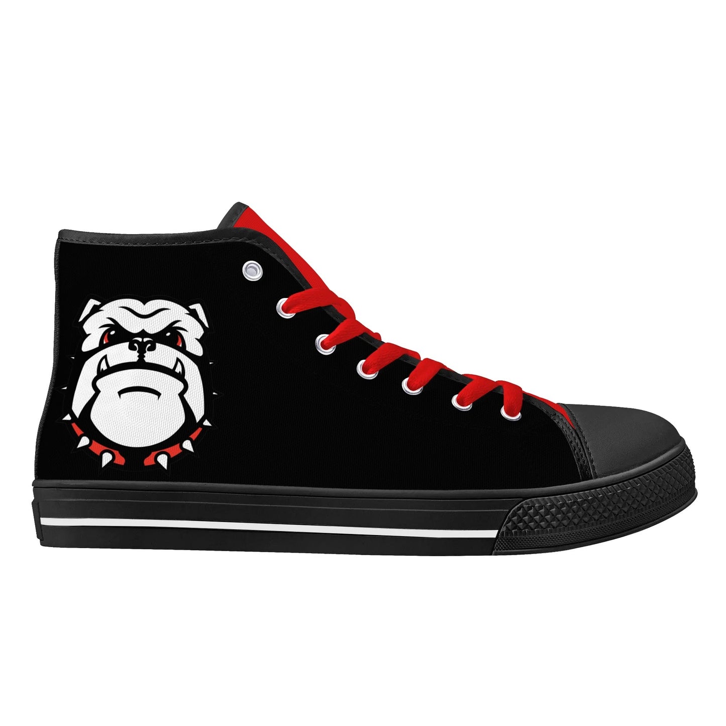 UGA - BE A BULLDOG - BLACK/RED TONGUE Mens High Top Canvas Shoes