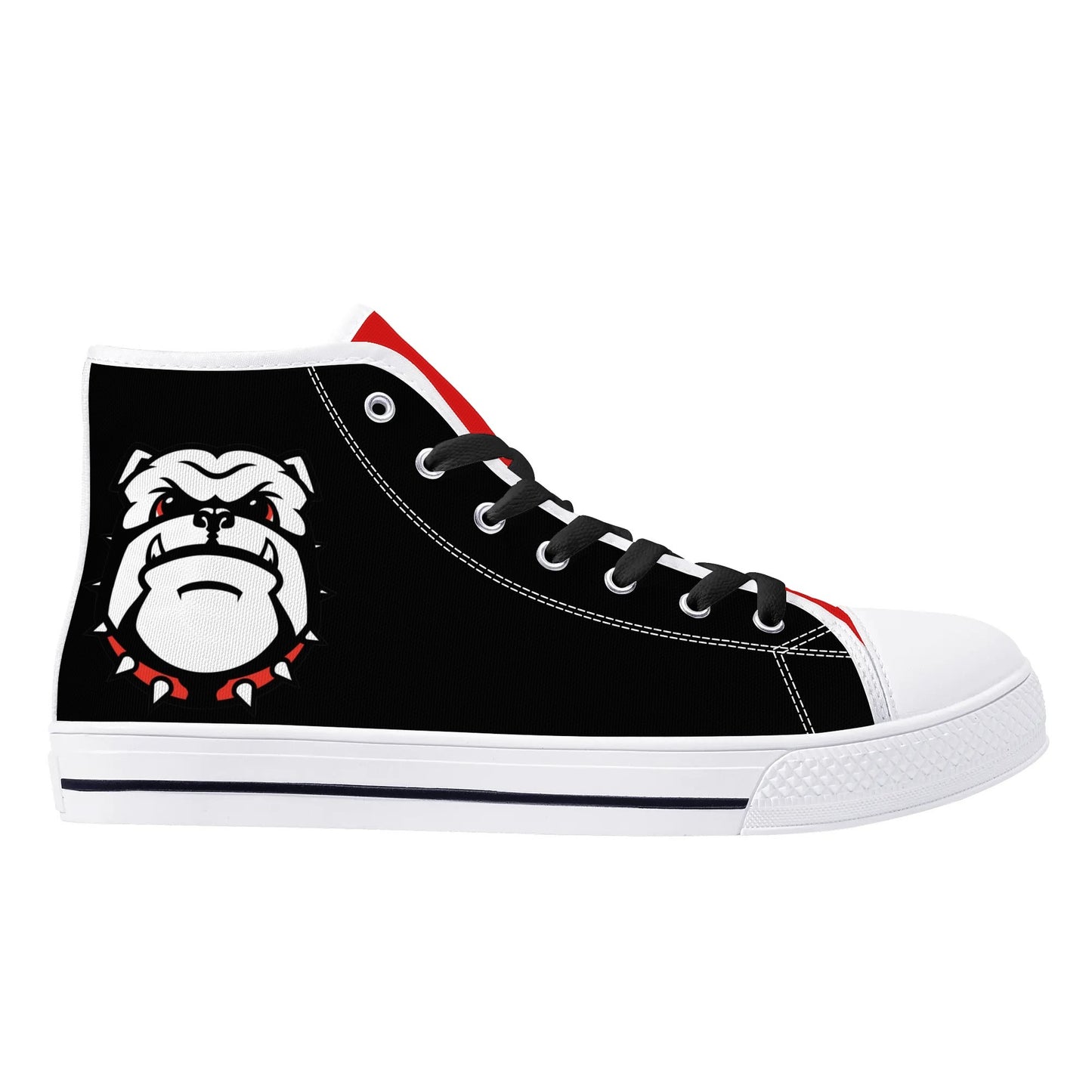 UGA - BE A BULLDOG - BLACK/RED TONGUE Mens High Top Canvas Shoes