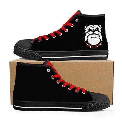 UGA - BE A BULLDOG - BLACK/RED TONGUE Mens High Top Canvas Shoes