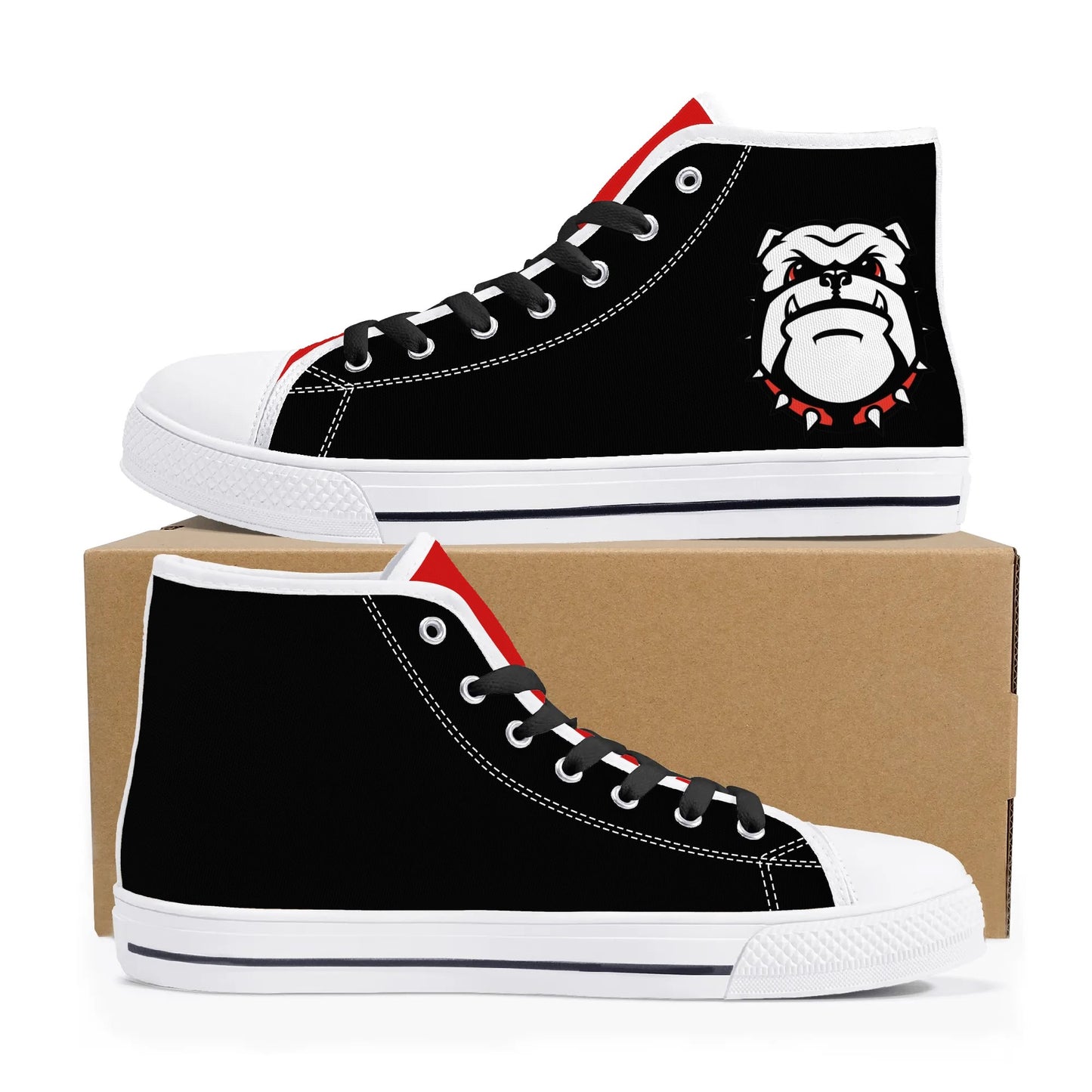 UGA - BE A BULLDOG - BLACK/RED TONGUE Mens High Top Canvas Shoes