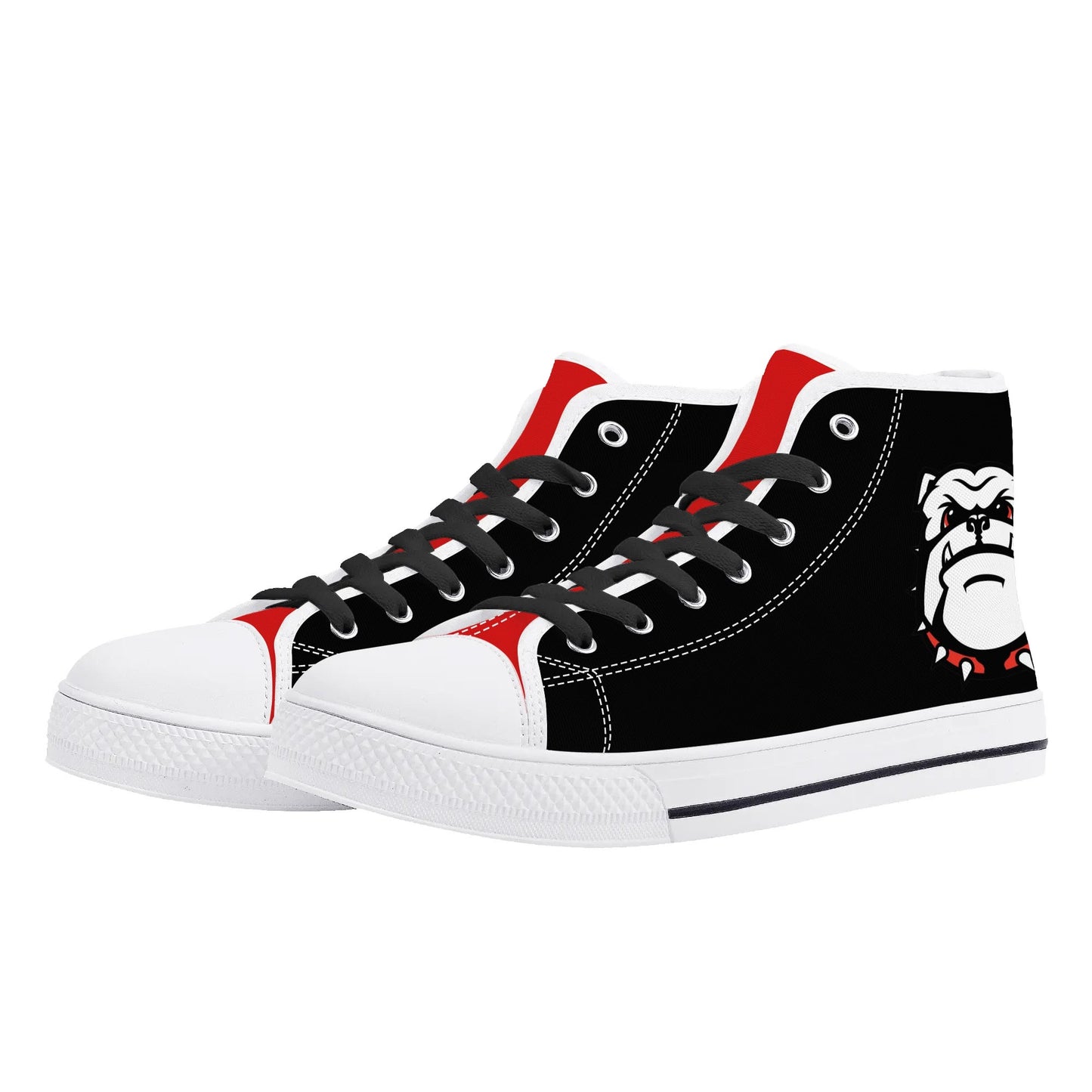 UGA - BE A BULLDOG - BLACK/RED TONGUE Mens High Top Canvas Shoes