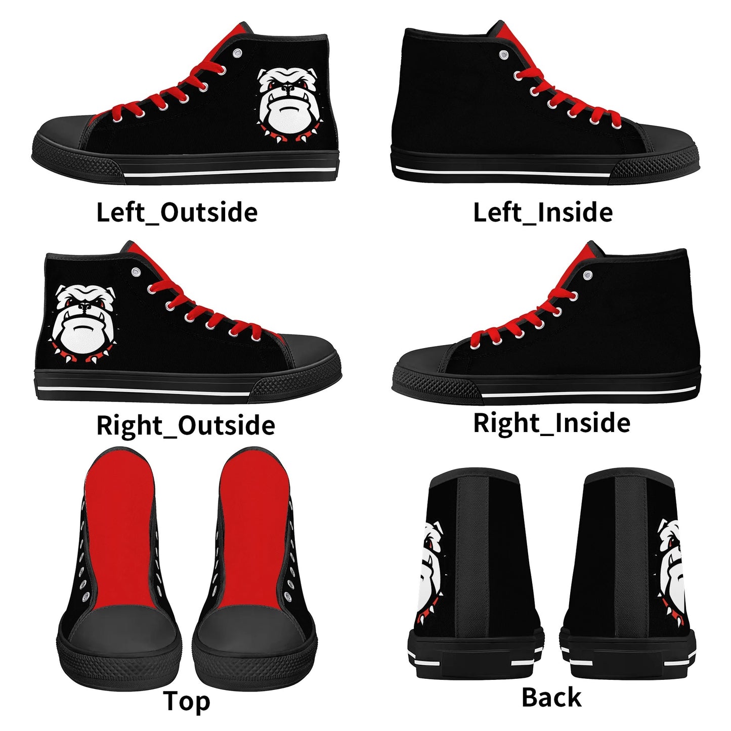 UGA - BE A BULLDOG - BLACK/RED TONGUE Mens High Top Canvas Shoes