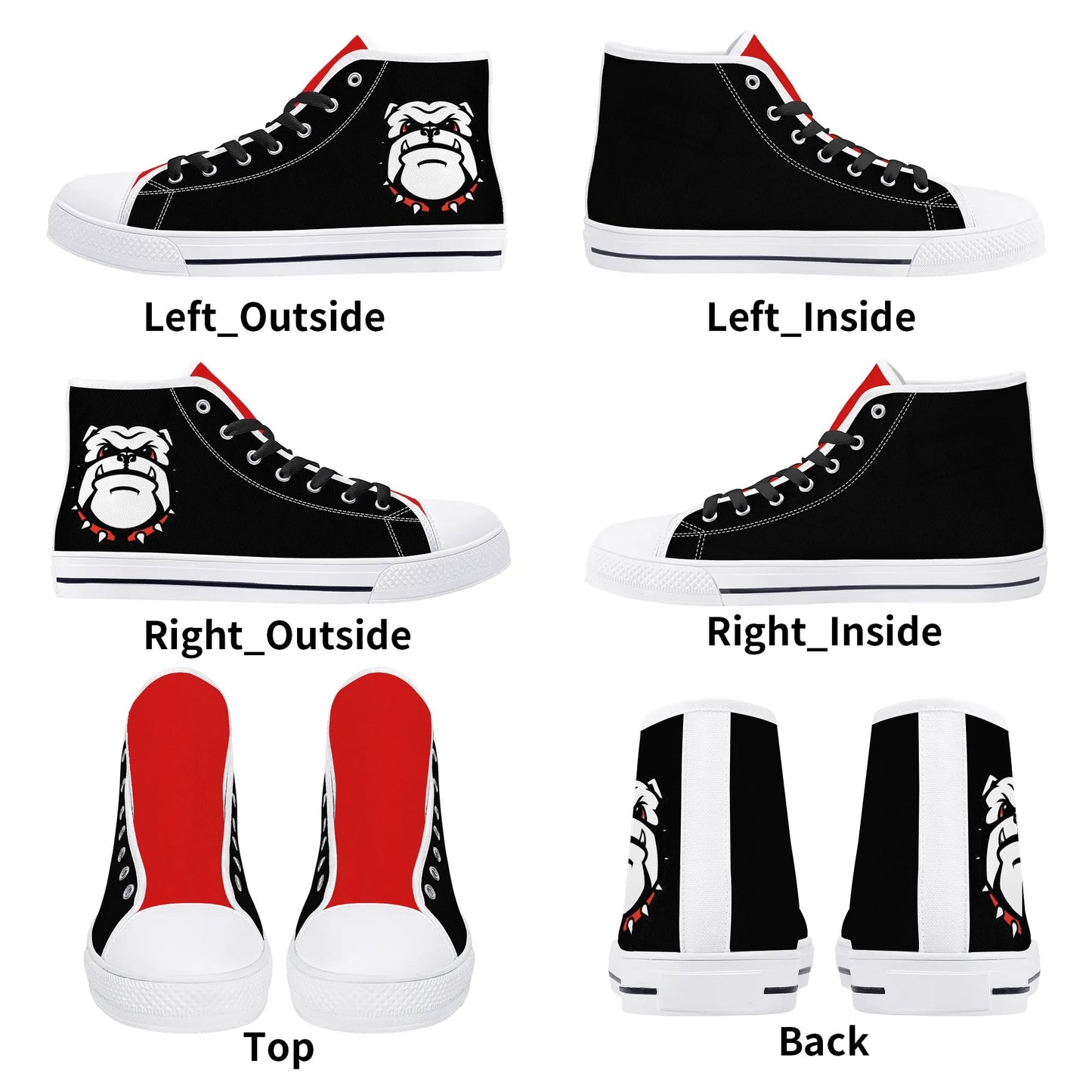 UGA - BE A BULLDOG - BLACK/RED TONGUE Mens High Top Canvas Shoes