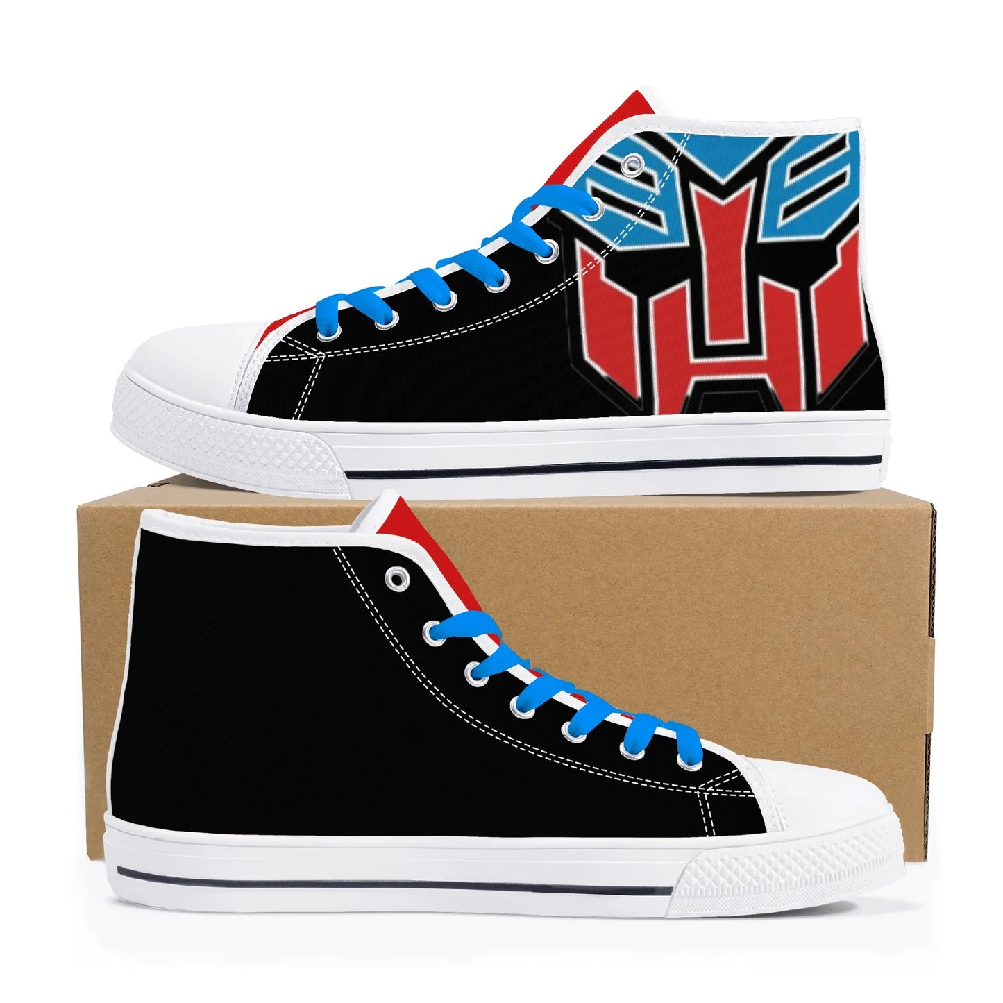 BLUE and RED AUTOBOT - Mens High Top Canvas Shoes