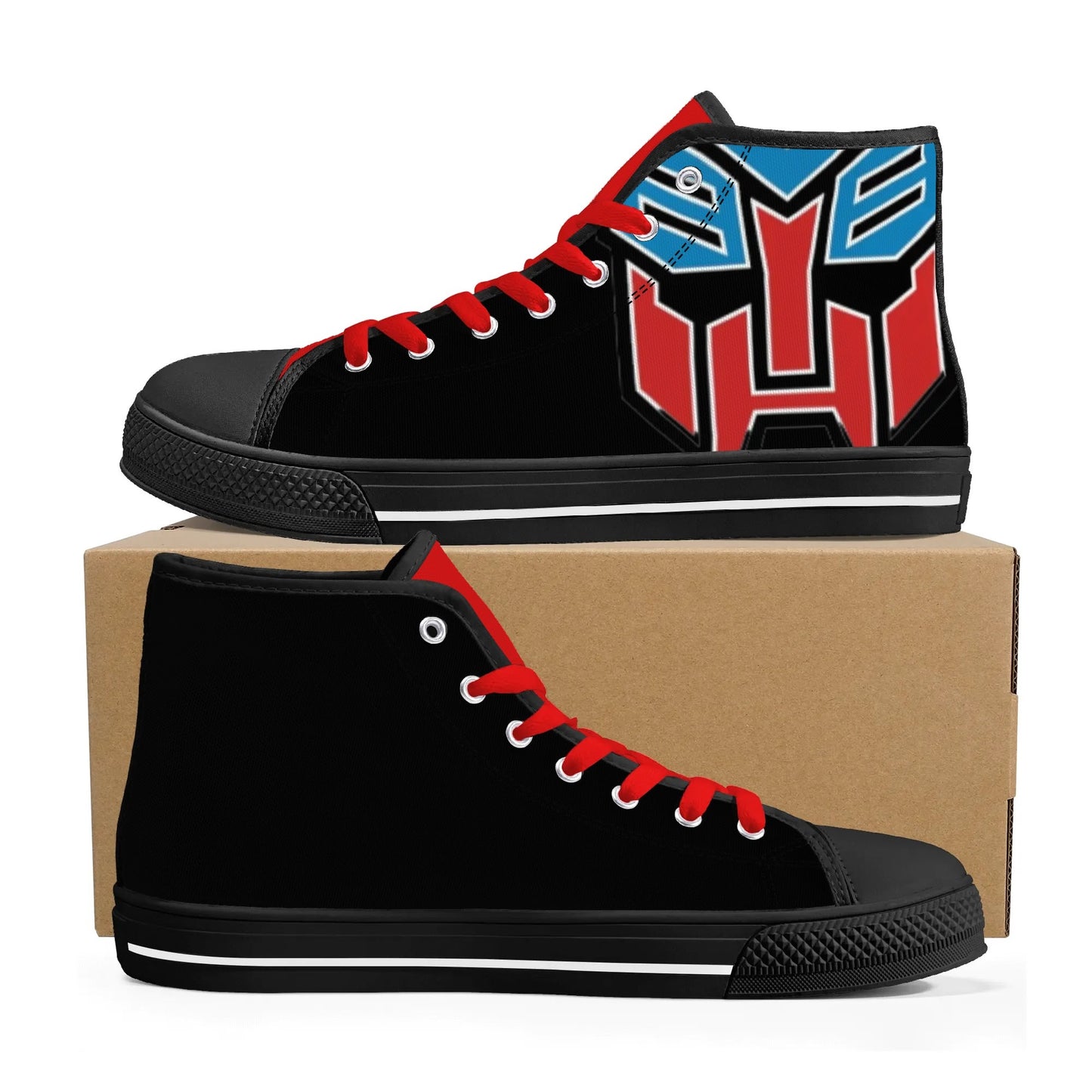 BLUE and RED AUTOBOT - Mens High Top Canvas Shoes