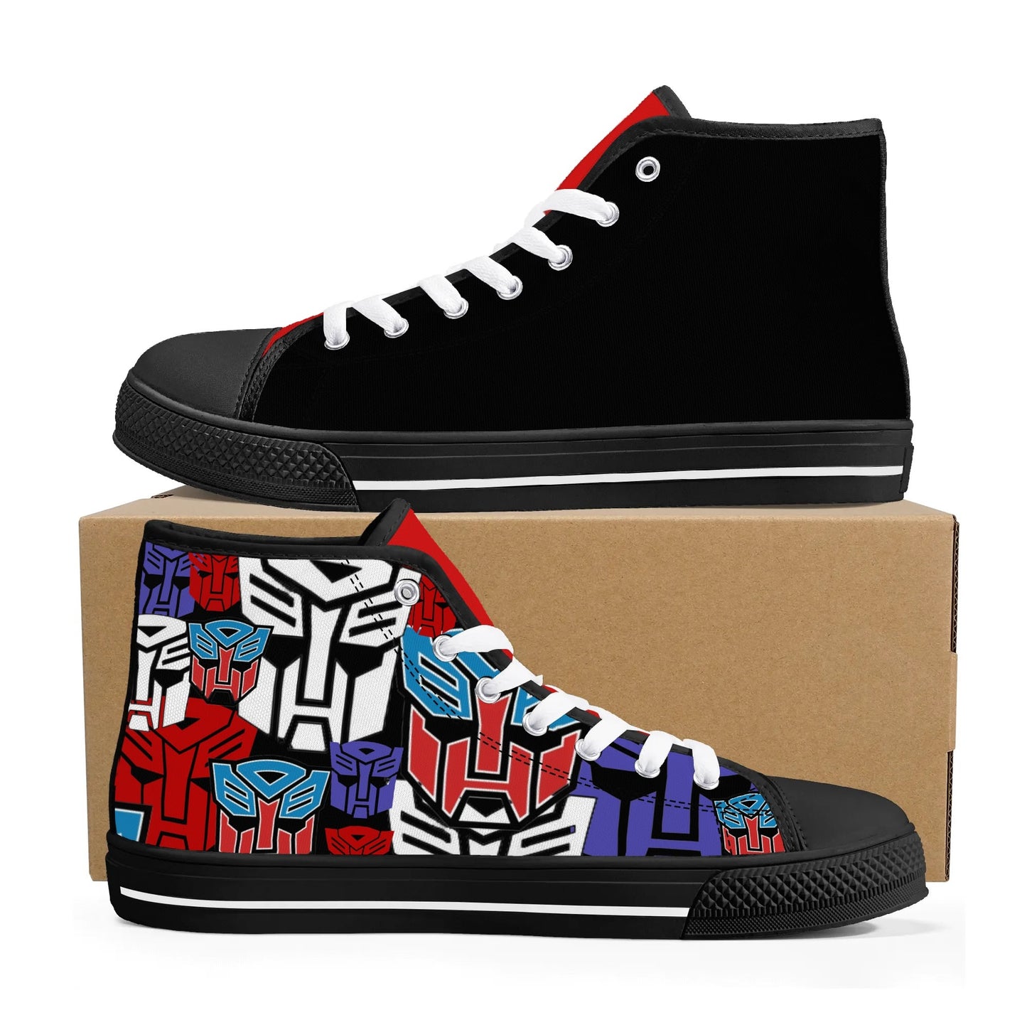 Transformers HALF COLLAGE - Mens High Top Canvas Shoes