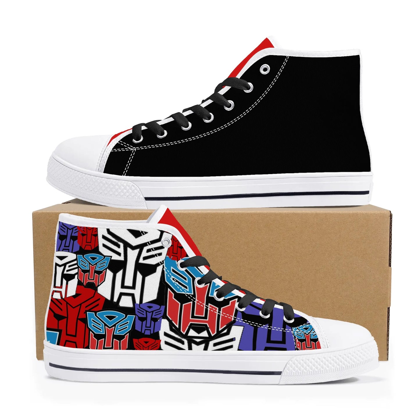 Transformers HALF COLLAGE - Mens High Top Canvas Shoes