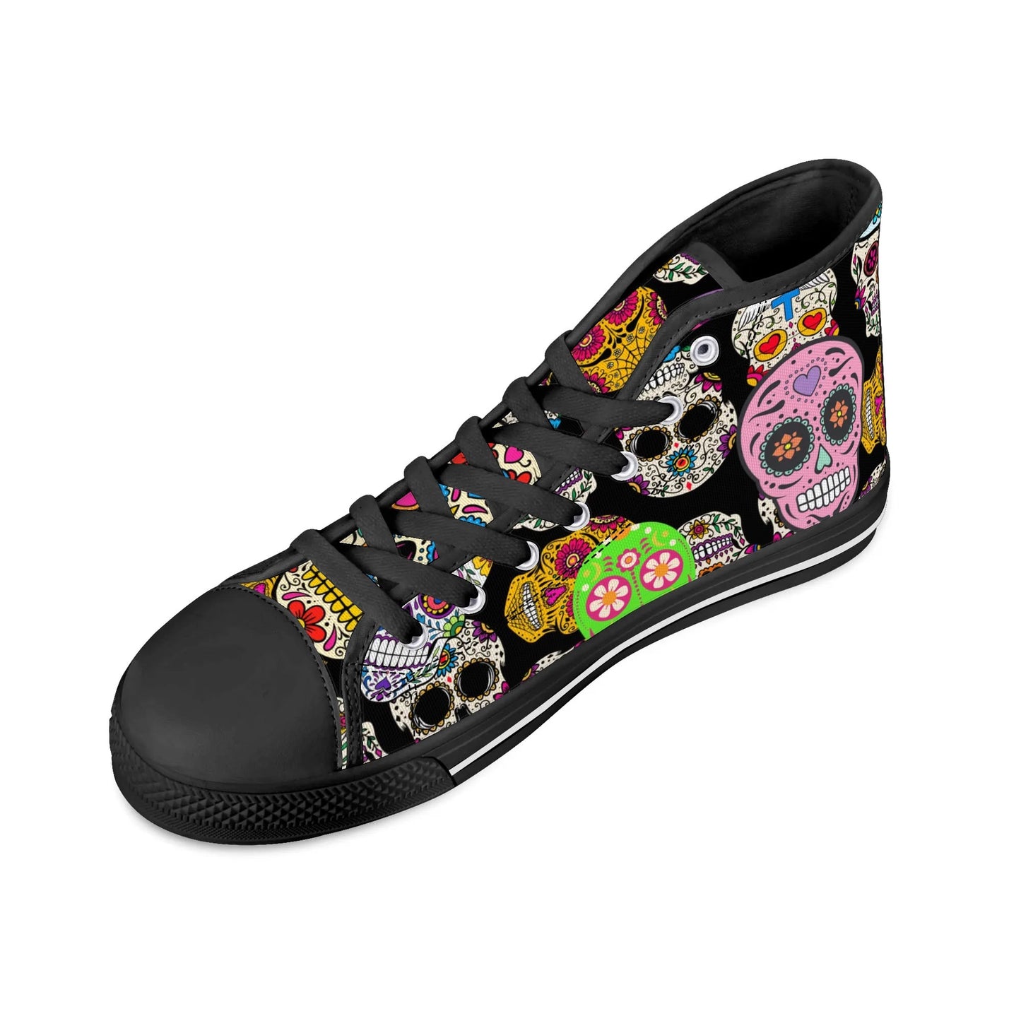 Sugar Skulls and Sweet Dreams - Mens High Top Canvas Shoes