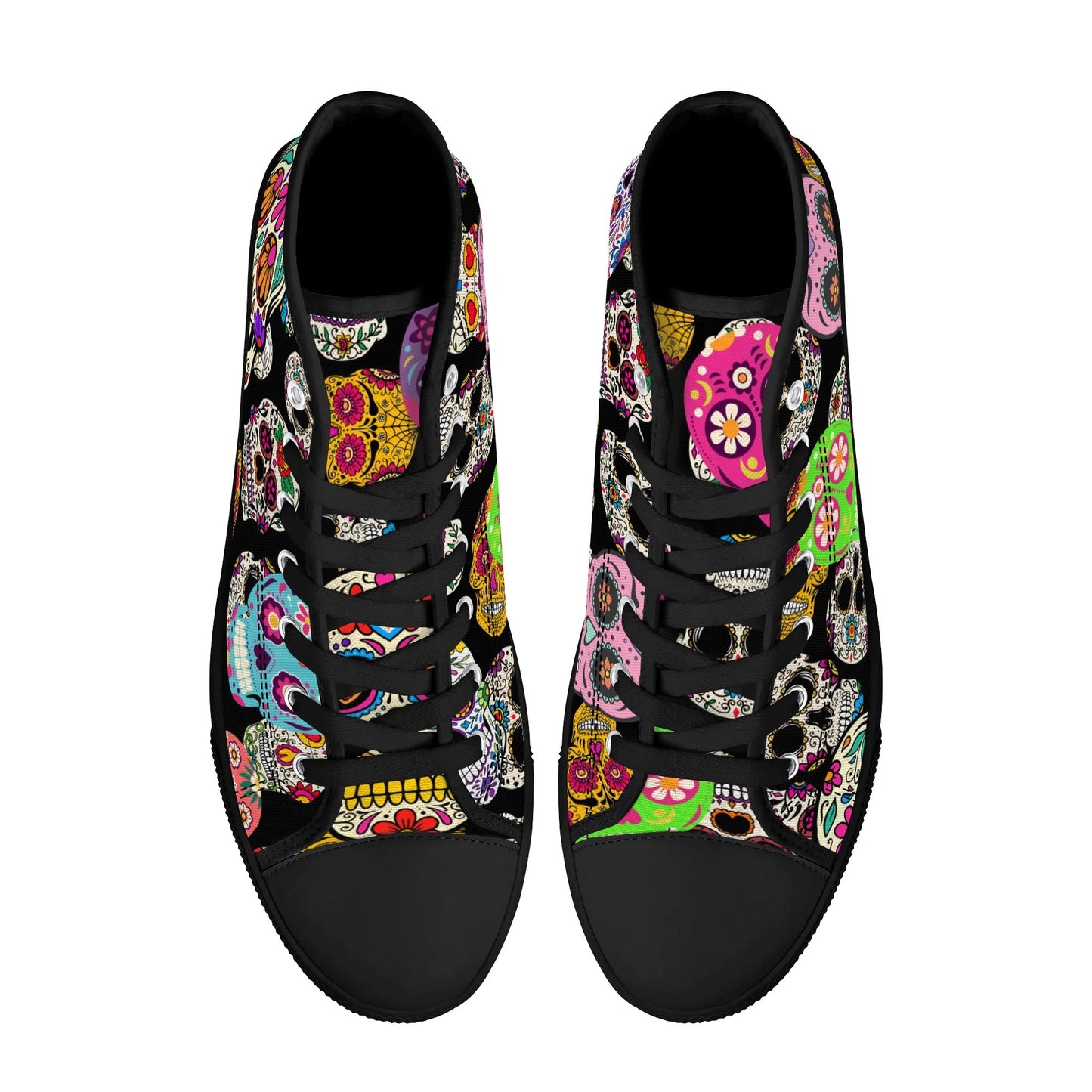 Sugar Skulls and Sweet Dreams - Mens High Top Canvas Shoes