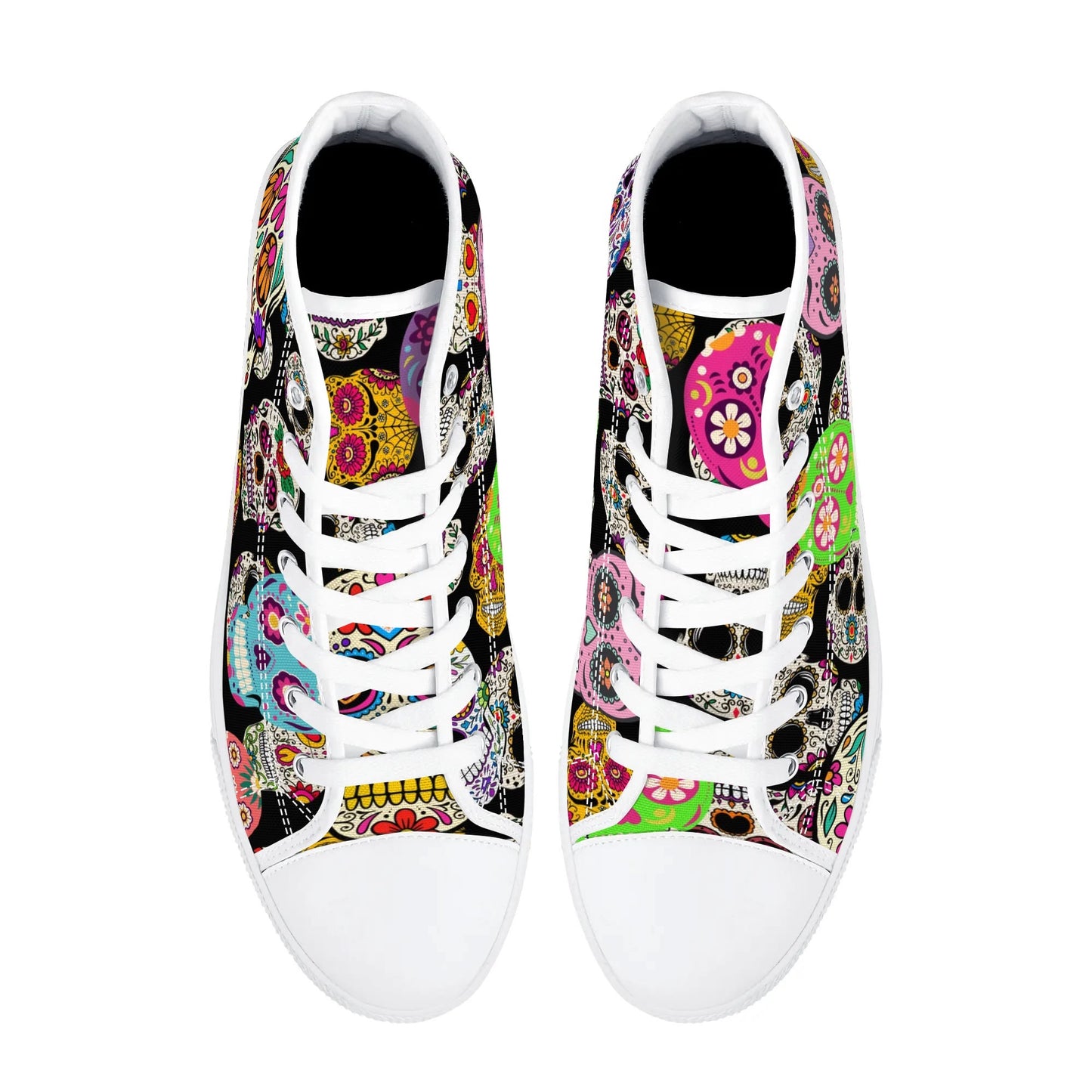 Sugar Skulls and Sweet Dreams - Mens High Top Canvas Shoes