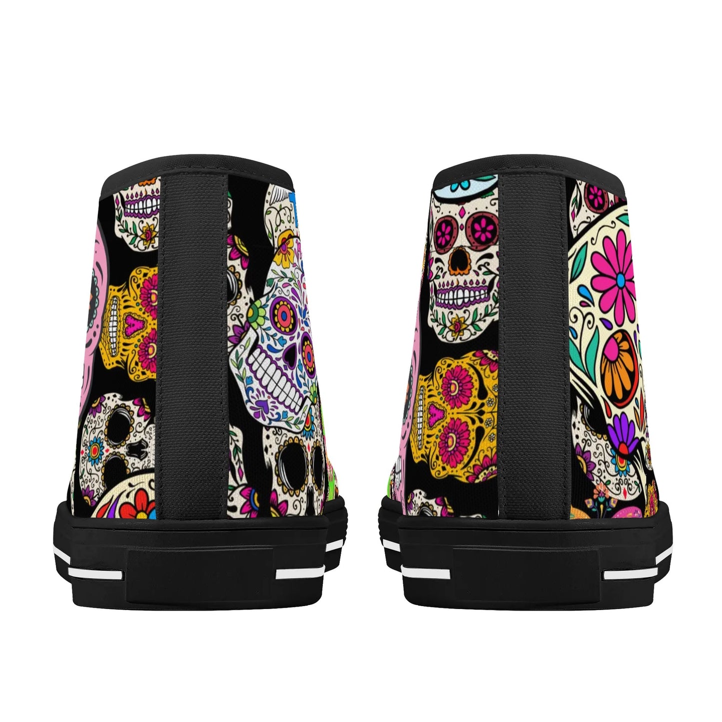 Sugar Skulls and Sweet Dreams - Mens High Top Canvas Shoes