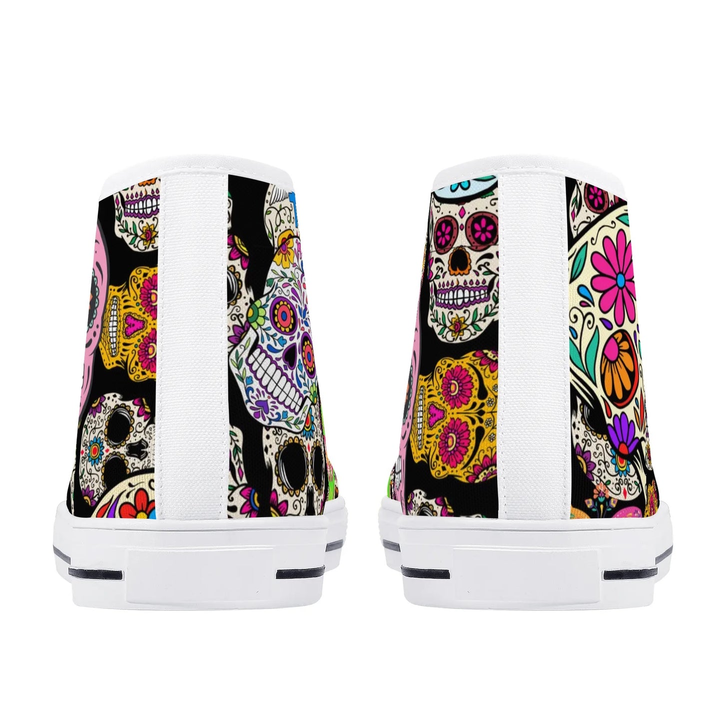 Sugar Skulls and Sweet Dreams - Mens High Top Canvas Shoes