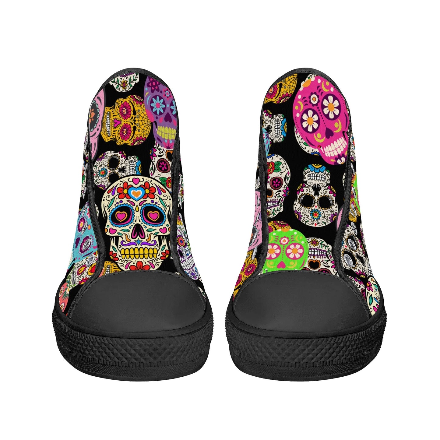 Sugar Skulls and Sweet Dreams - Mens High Top Canvas Shoes