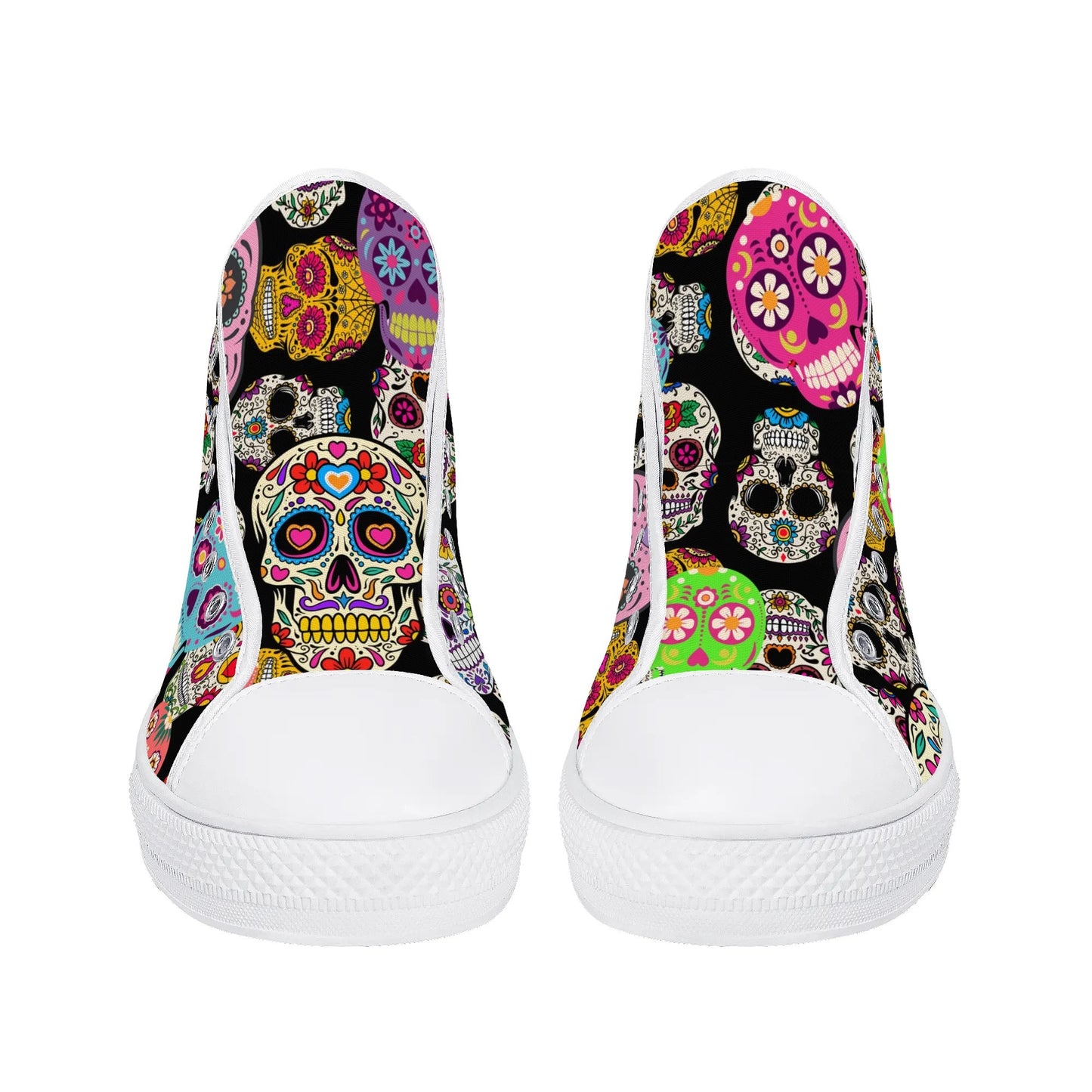 Sugar Skulls and Sweet Dreams - Mens High Top Canvas Shoes