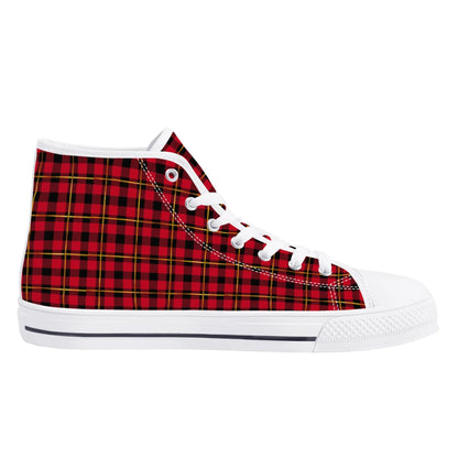 Red Plaid - Mens High Top Canvas Shoes