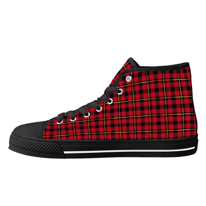 Red Plaid - Mens High Top Canvas Shoes