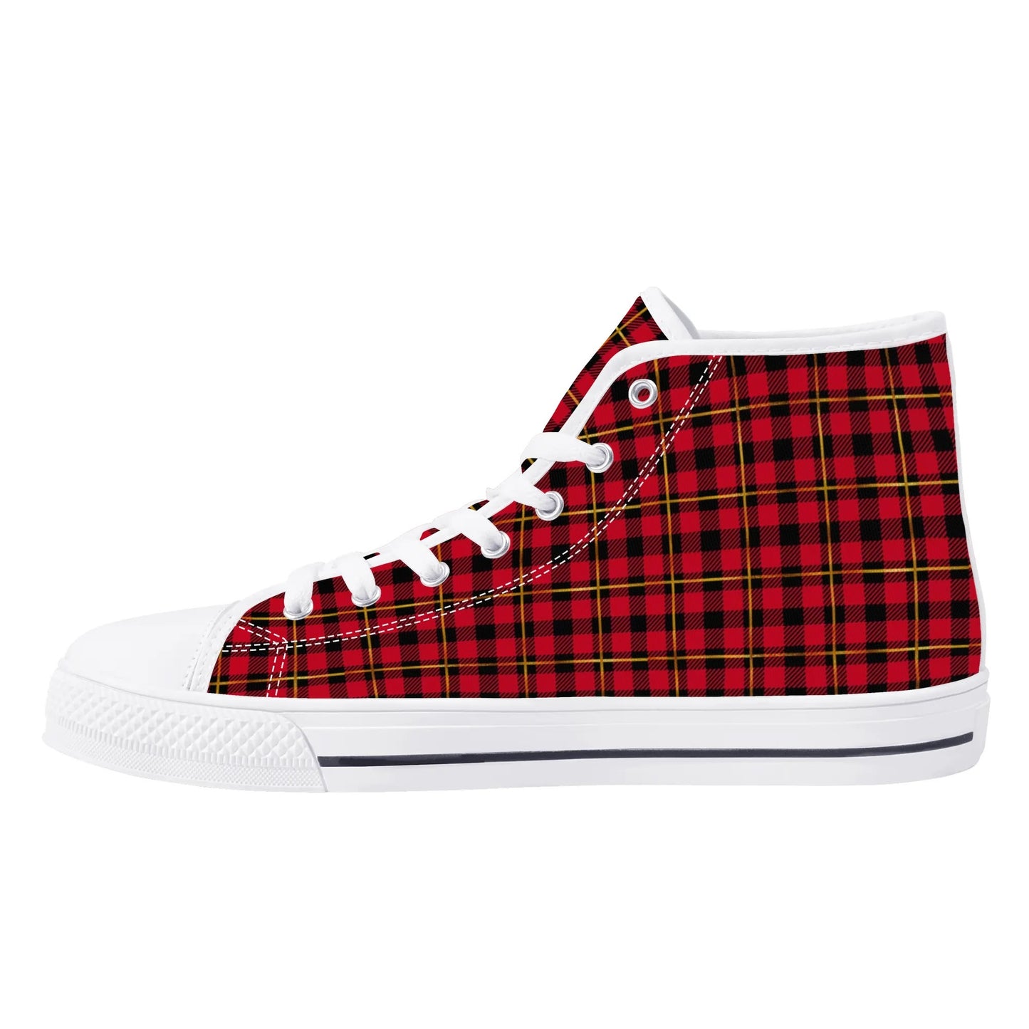 Red Plaid - Mens High Top Canvas Shoes