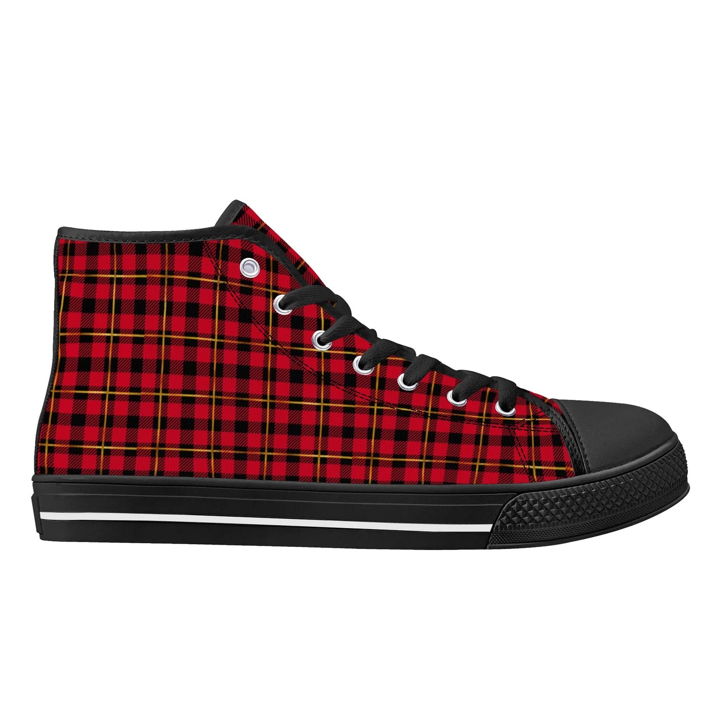 Red Plaid - Mens High Top Canvas Shoes