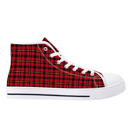 Red Plaid - Mens High Top Canvas Shoes