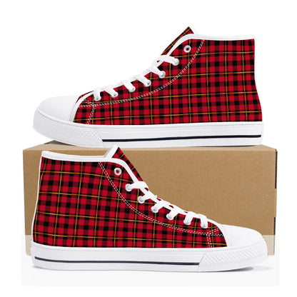 Red Plaid - Mens High Top Canvas Shoes