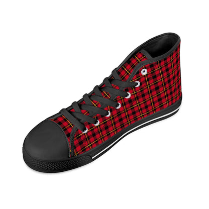 Red Plaid - Mens High Top Canvas Shoes