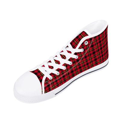 Red Plaid - Mens High Top Canvas Shoes