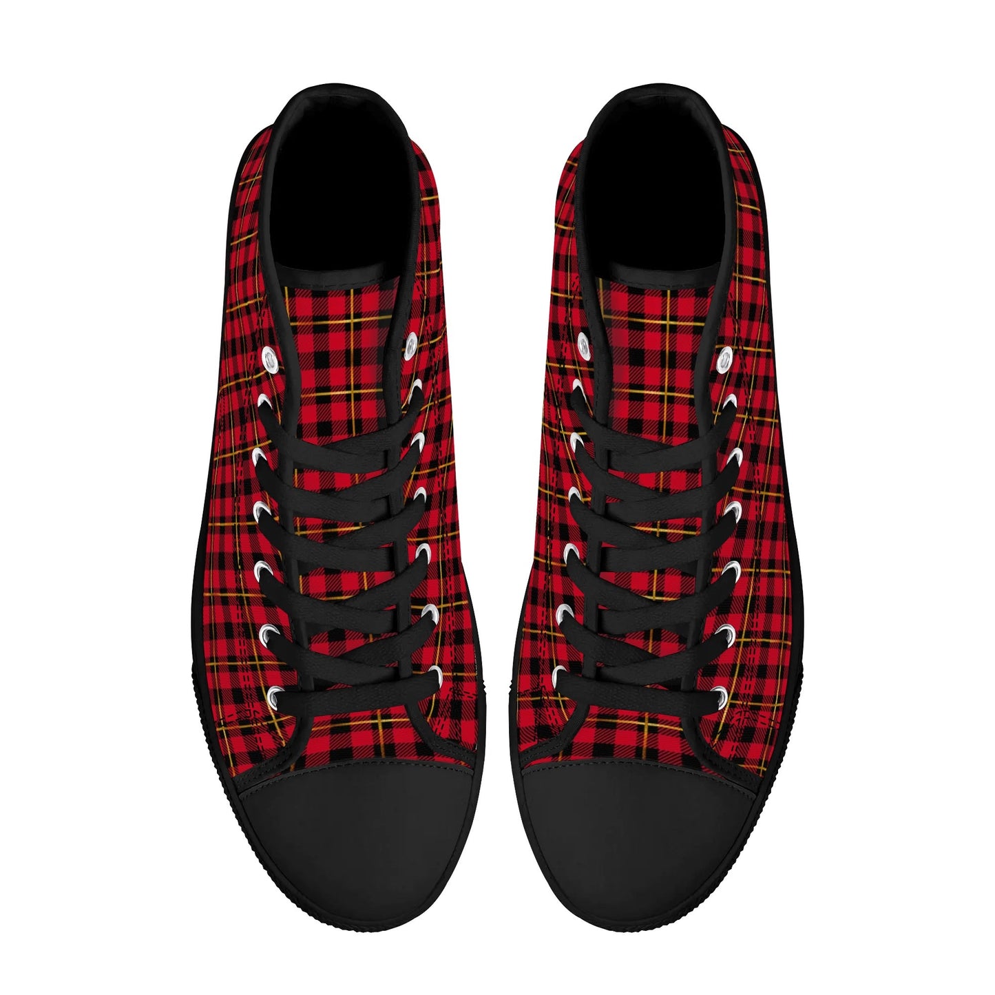 Red Plaid - Mens High Top Canvas Shoes