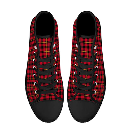 Red Plaid - Mens High Top Canvas Shoes