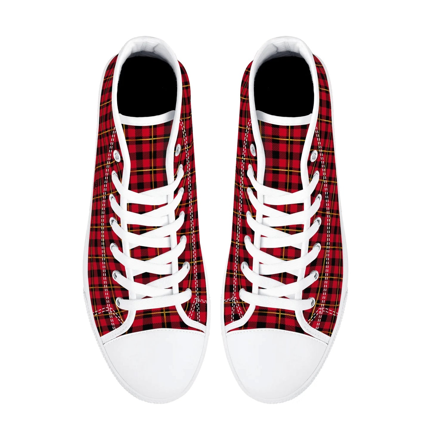 Red Plaid - Mens High Top Canvas Shoes